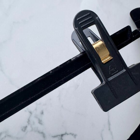 2pc Vintage Chanel Black Velvet Gold Tone CC Hardware Clothing Hangers - Picture 8 of 14